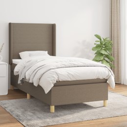 Łóżko kontynentalne z materacem, taupe, tkanina, 80x200 cm Lumarko!