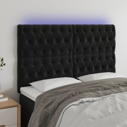 Zagłówek do łóżka z LED, czarny, 144x7x118/128 cm, aksamit Lumarko!