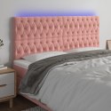 Zagłówek do łóżka z LED, różowy, 180x7x118/128 cm, aksamit Lumarko!