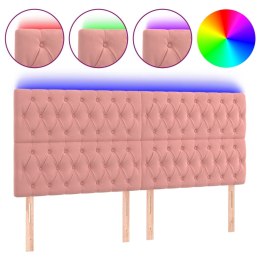 Zagłówek do łóżka z LED, różowy, 180x7x118/128 cm, aksamit Lumarko!