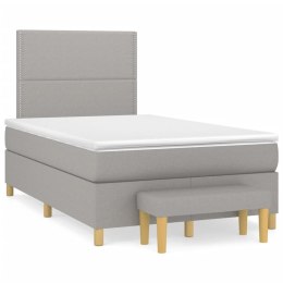 Łóżko kontynentalne z materacem, jasnoszare, 120x190 cm tkanina Lumarko!