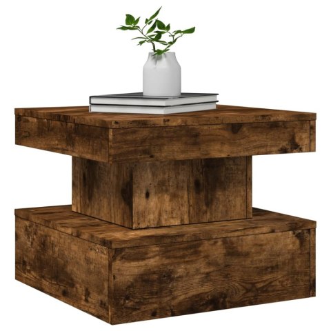 Stolik kawowy z oświetleniem LED, przydymiony dąb, 50x50x40 cm Lumarko!