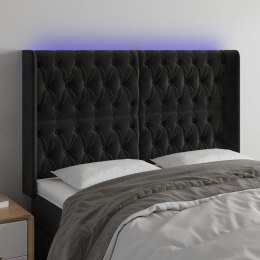 Zagłówek do łóżka z LED, czarny, 147x16x118/128 cm, aksamit Lumarko!