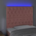 Zagłówek do łóżka z LED, różowy, 90x7x118/128 cm, aksamit Lumarko!