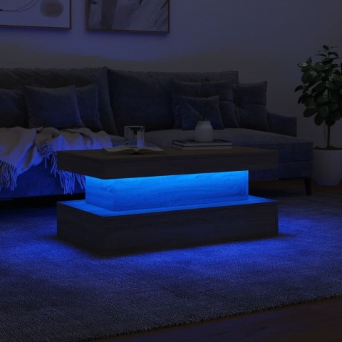 Stolik kawowy z oświetleniem LED, dąb sonoma, 90x50x40 cm Lumarko!