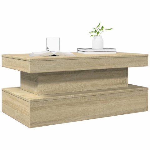 Stolik kawowy z oświetleniem LED, dąb sonoma, 90x50x40 cm Lumarko!