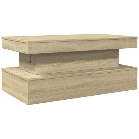Stolik kawowy z oświetleniem LED, dąb sonoma, 90x50x40 cm Lumarko!