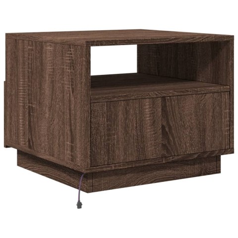 Stolik kawowy z podświetleniem LED, brązowy dąb, 50x49x40 cm Lumarko!