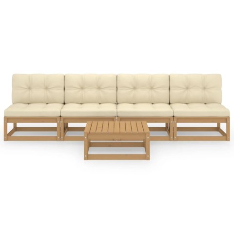 5-częściowy zestaw wypoczynkowy do ogrodu, z poduszkami, lita sosna Lumarko!