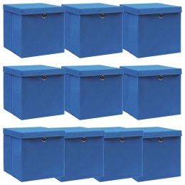 Pudełka z pokrywami, 10 szt., niebieskie, 32x32x32 cm, tkanina Lumarko!