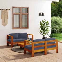 3-częściowy zestaw wypoczynkowy do ogrodu ciemnoszare poduszki drewno Lumarko!