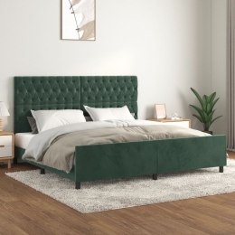 Rama łóżka z zagłówkiem, ciemnozielona, 200x200 cm, aksamitna Lumarko!