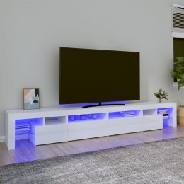 Szafka pod TV z oświetleniem LED, biała, 260x36,5x40 cm Lumarko!