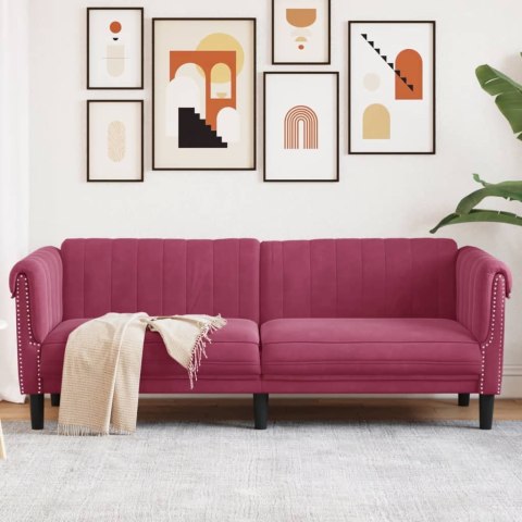 Sofa 3-osobowa, winna czerwień, tapicerowana aksamitem Lumarko!