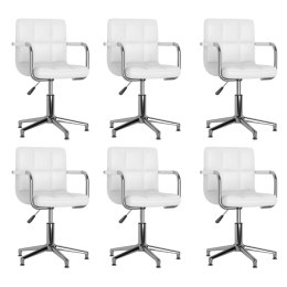 Obrotowe krzesła stołowe, 6 szt., białe, sztuczna skóra Lumarko!