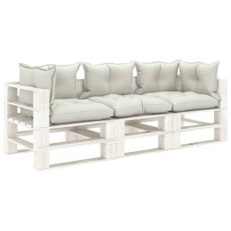 Ogrodowa sofa 3-osobowa z palet, z beżowymi poduszkami Lumarko!