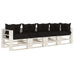 Ogrodowa sofa 4-osobowa z palet, z czarnymi poduszkami, drewno Lumarko!