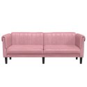 Sofa 3-osobowa, różowa, tapicerowana aksamitem Lumarko!