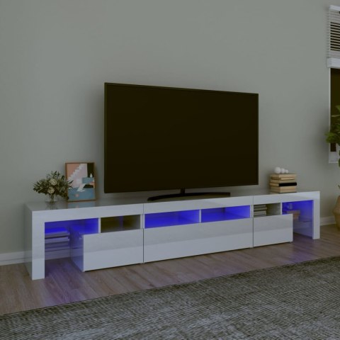 Szafka pod TV z oświetleniem LED, biała, 230x36,5x40 cm Lumarko!