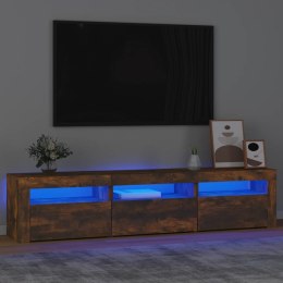 Szafka pod TV z oświetleniem LED, przydymiony dąb, 180x35x40 cm Lumarko!