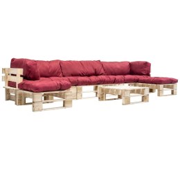 6-cz. zestaw ogrodowy, czerwone poduszki, palety z drewna Lumarko!