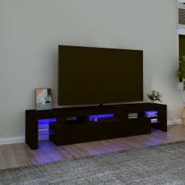 Szafka pod TV z oświetleniem LED, czarna 200x36,5x40 cm cm Lumarko!