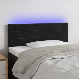 Zagłówek do łóżka z LED, czarny, 100x5x78/88 cm, aksamit Lumarko!