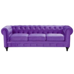 Sofa 3-osobowa welurowa fioletowa CHESTERFIELD Lumarko!