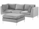 Sofa modułowa 3-osobowa z otomaną welurowa szara EVJA Lumarko!