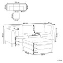 Sofa modułowa 3-osobowa z otomaną welurowa szara EVJA Lumarko!