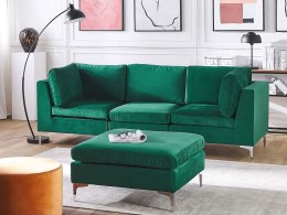 Sofa modułowa 3-osobowa z otomaną welurowa zielona EVJA Lumarko!