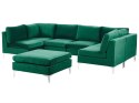 Sofa modułowa 6-osobowa z otomaną welurowa zielona EVJA Lumarko!