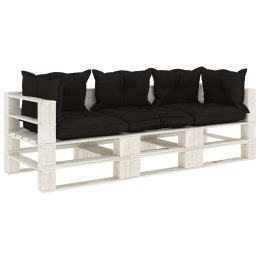 Ogrodowa sofa 3-osobowa z palet, z czarnymi poduszkami, drewno Lumarko!