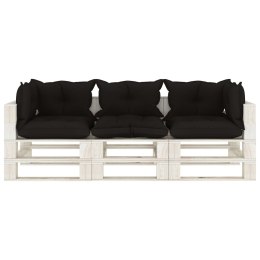 Ogrodowa sofa 3-osobowa z palet, z czarnymi poduszkami, drewno Lumarko!