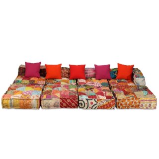 Puf modułowy, 4-osobowy, patchwork, tkanina Lumarko!