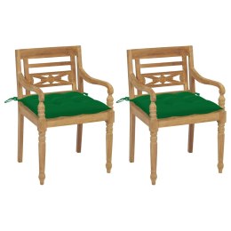 Krzesła Batavia z zielonymi poduszkami, 2 szt., drewno tekowe Lumarko!