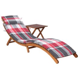 Ogrodowy leżak ze stolikiem i poduszką, lite drewno akacjowe Lumarko!