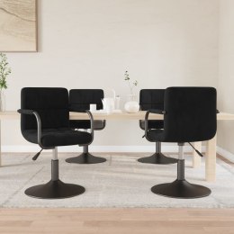 Obrotowe krzesła stołowe, 4 szt., czarne, obite aksamitem Lumarko!