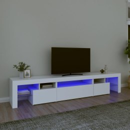 Szafka pod TV z oświetleniem LED, biała, 215x36,5x40 cm Lumarko!