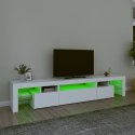 Szafka pod TV z oświetleniem LED, biała, 215x36,5x40 cm Lumarko!