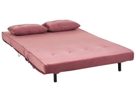 Sofa welurowa rozkładana 2-osobowa różowa VESTFOLD