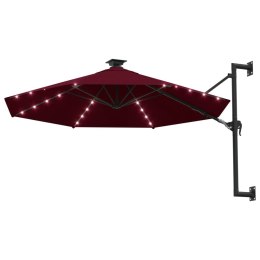 Parasol ścienny z LED, na metalowym słupku, 300 cm, burgund Lumarko!