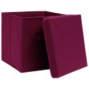 Pudełka z pokrywami 10 szt. ciemnoczerwone 32x32x32 cm, tkanina Lumarko!