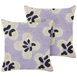 2 poduszki bawełniane dekoracyjne dla dzieci w kwiaty 45 x 45 cm fioletowe SOAPWORT Lumarko!