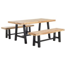 Zestaw ogrodowy drewniany stół i 2 ławki czarny SCANIA Lumarko!
