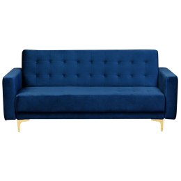 Sofa rozkładana welurowa niebieska ABERDEEN Lumarko!