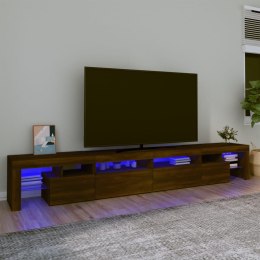 Szafka pod TV z oświetleniem LED, brązowy dąb, 260x36,5x40 cm Lumarko!