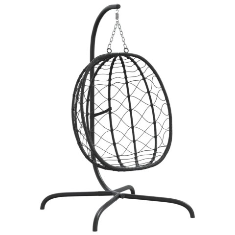 Wiszące krzesło kokon z poduszką, kolor taupe, rattan PE i stal Lumarko!