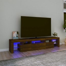 Szafka pod TV z oświetleniem LED, brązowy dąb, 200x36,5x40 cm Lumarko!