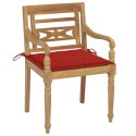 Krzesła Batavia z czerwonymi poduszkami, 2 szt., drewno tekowe Lumarko!